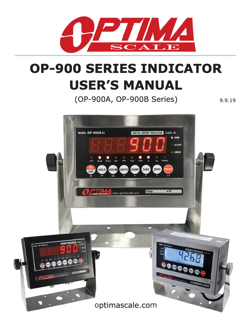 Page 1 of the manual User Manual Optima Scale OP-917