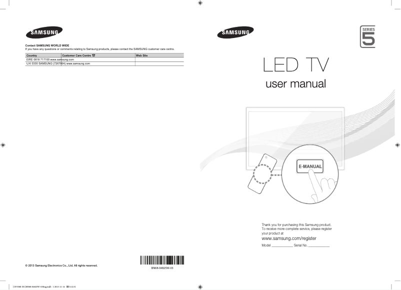 Page 1 of the manual User Manual Samsung UE46F5500AK