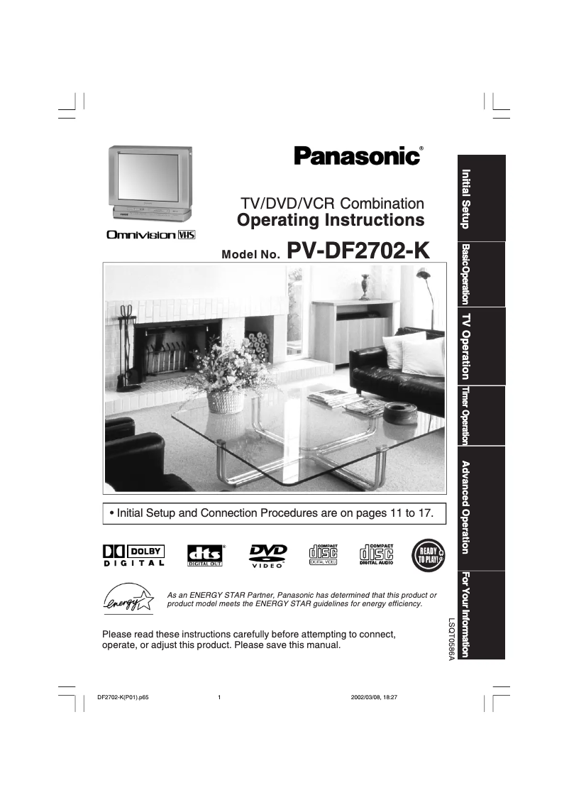 First page image of the manual for PV-DF2702
