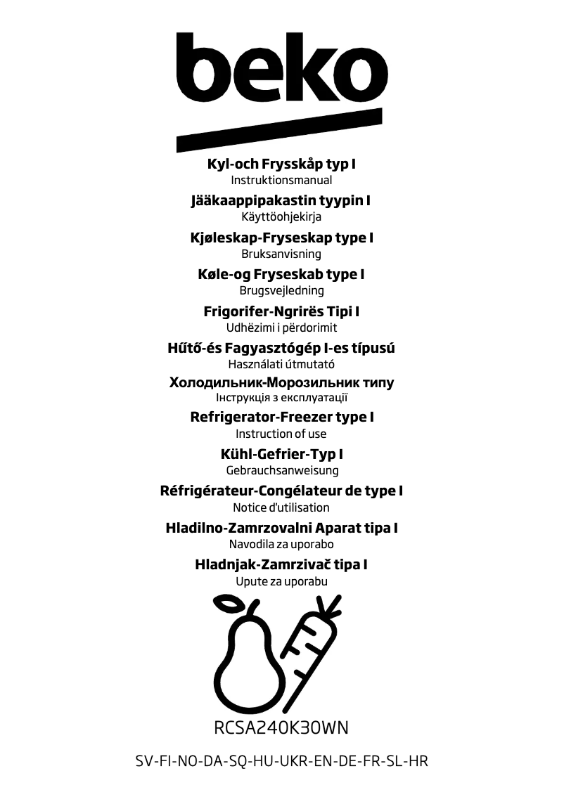 Page 1 of the manual User Manual Beko RCSA240K30WN
