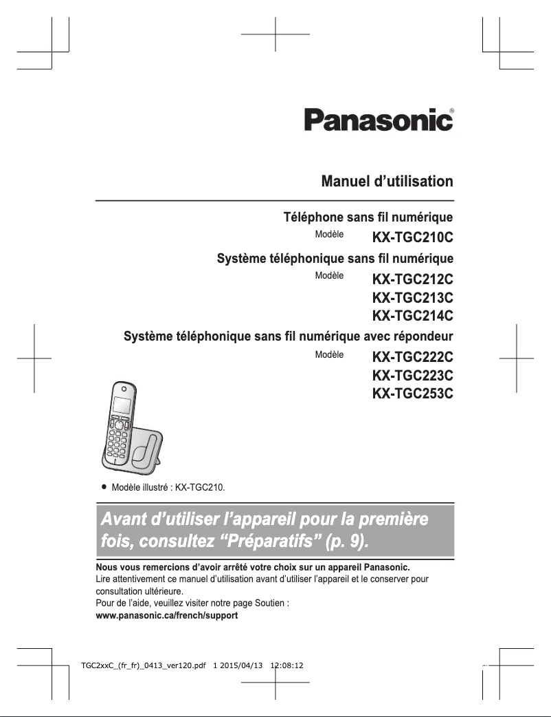 Page 1 of the manual User Manual Panasonic KX-TGC222
