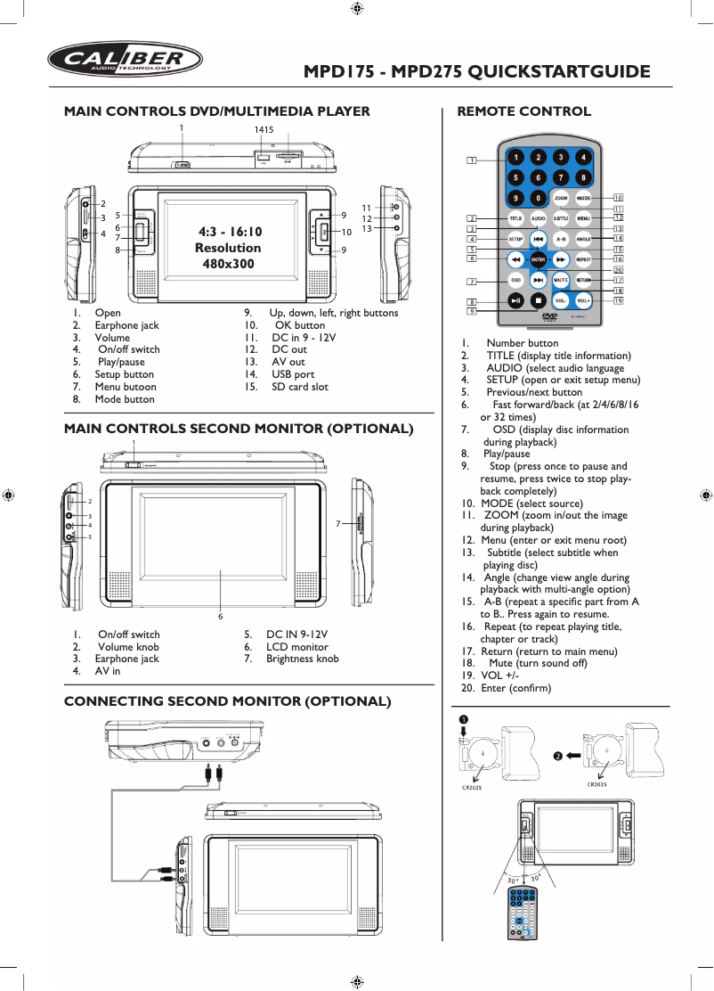 First page image of the manual for MPD 275