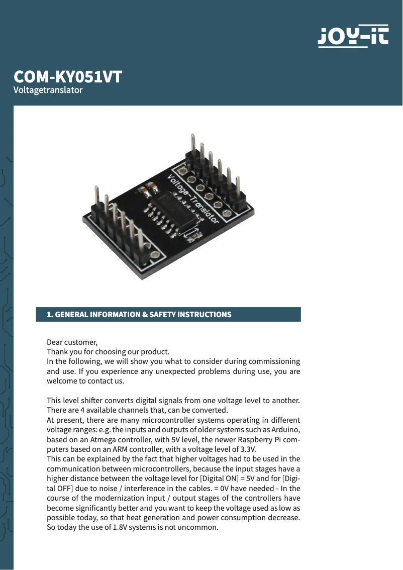 Image de la première page du manuel de l'appareil COM-KY051VT