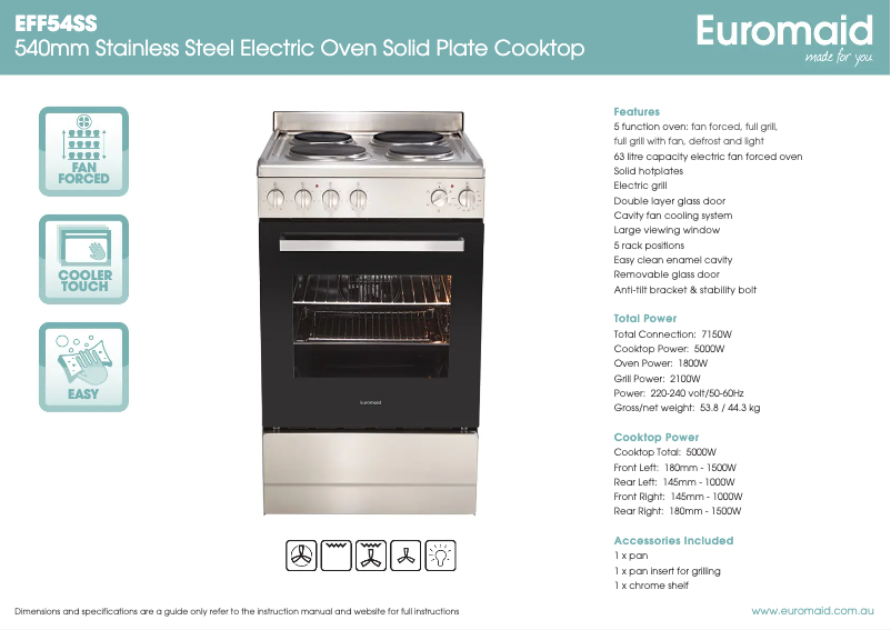 First page image of the manual for EFF54SS