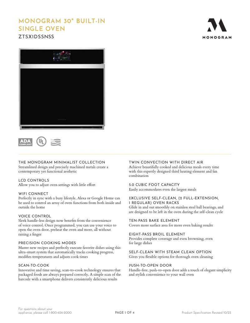 First page image of the manual for ZTSX1DSSNSS