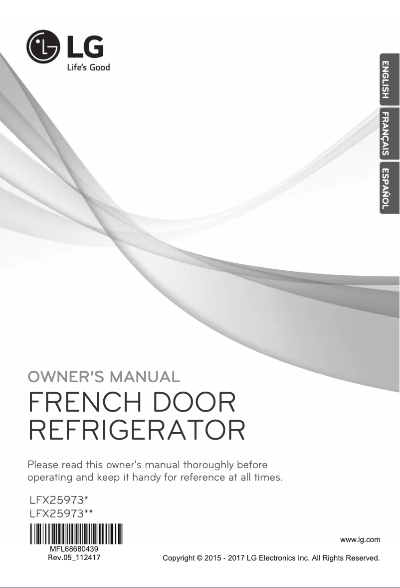 First page image of the manual for LFX25973ST