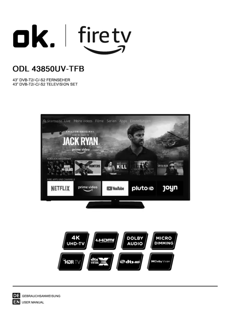 Image de la première page du manuel de l'appareil ODL 43850UV-TFB