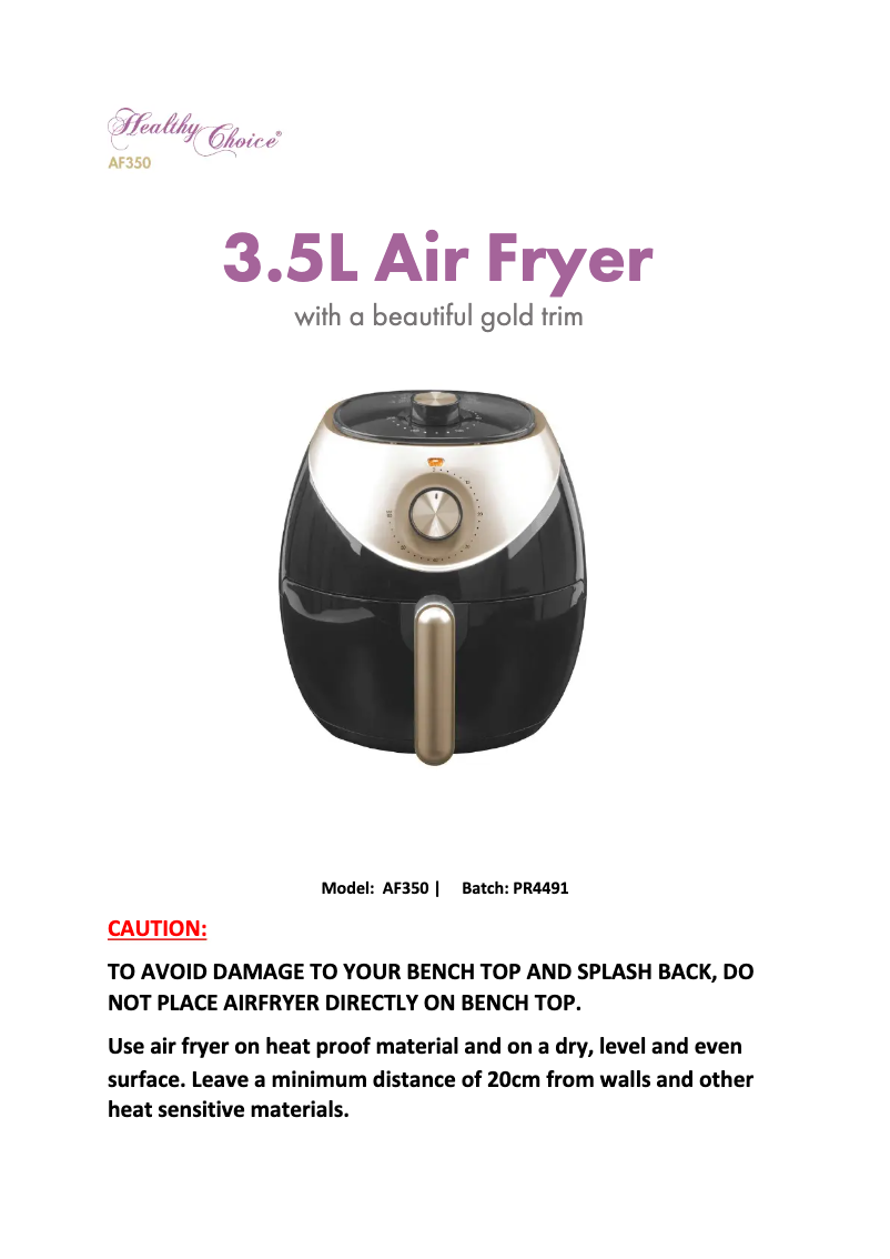 First page image of the manual for AF350