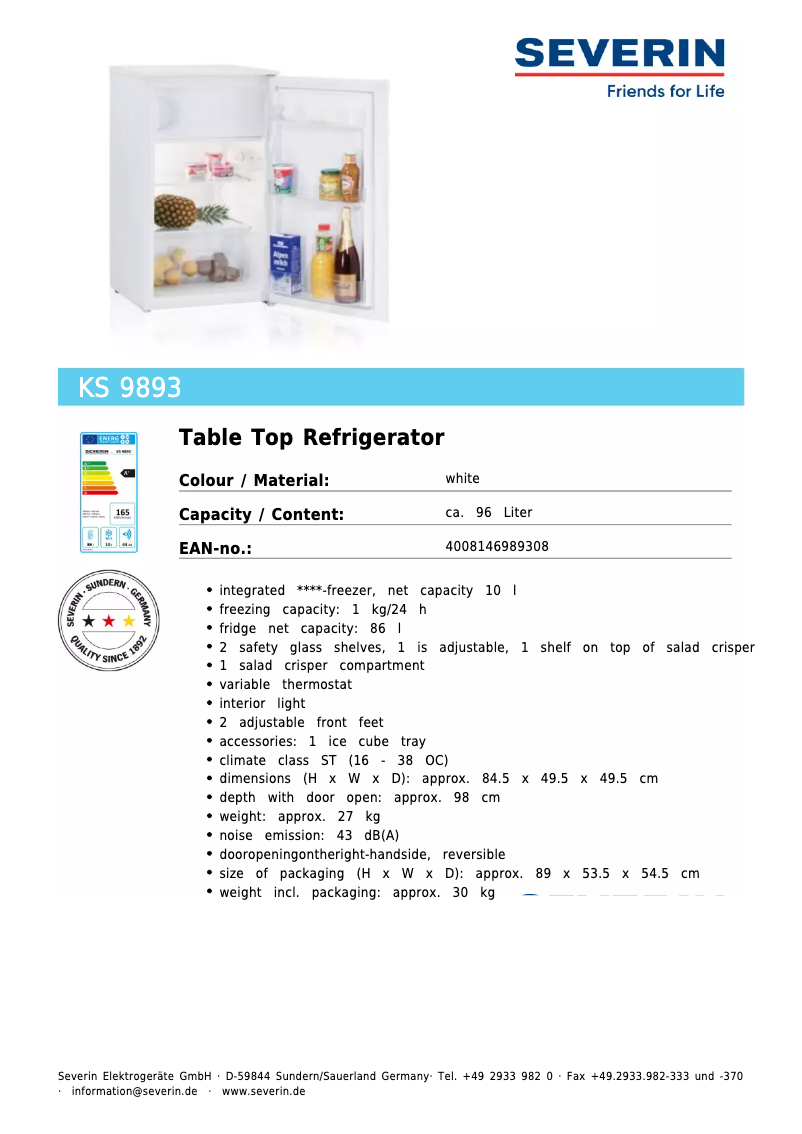 First page image of the manual for KS 9893