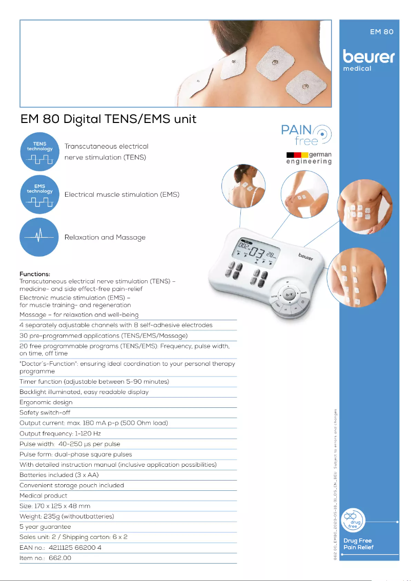 Page 1 of the manual Technical Sheet Beurer EM 80