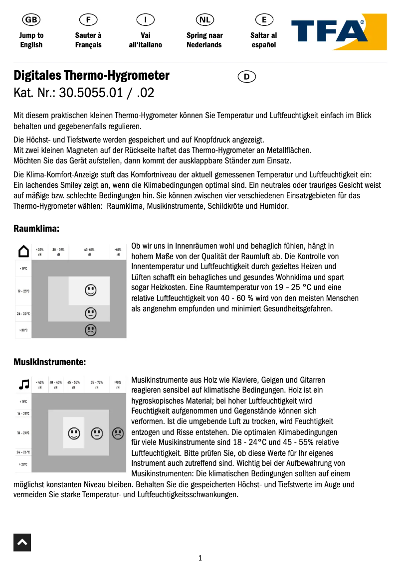 Image de la première page du manuel de l'appareil 30.5055.01