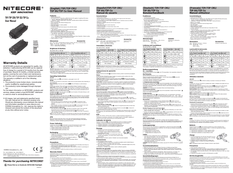 Page 1 of the manual User Manual Nitecore TIP