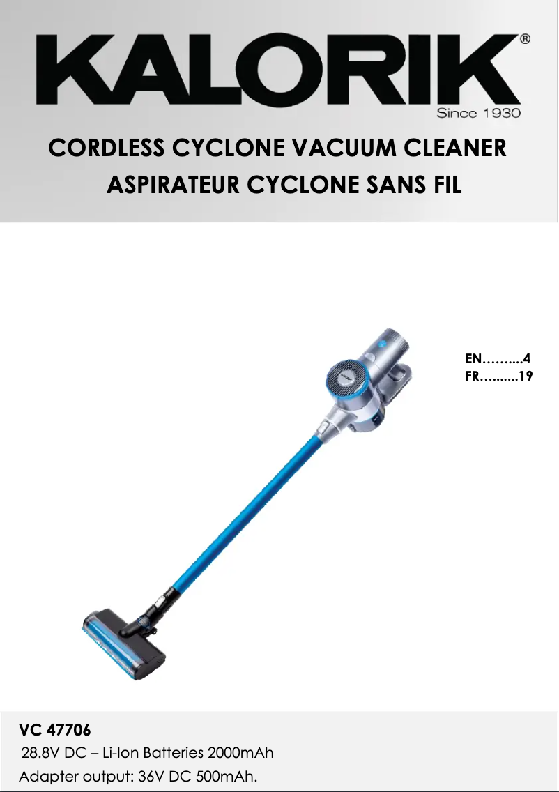 Image de la première page du manuel de l'appareil VC 47706