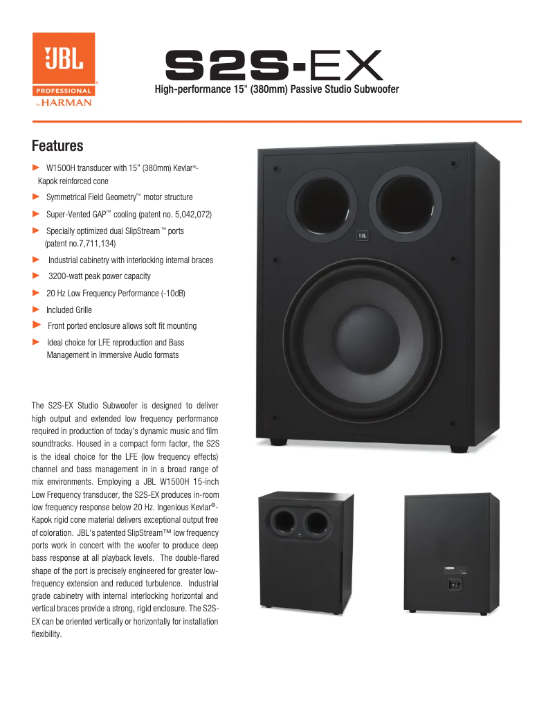 Page 1 of the manual User Manual JBL S2S-EX