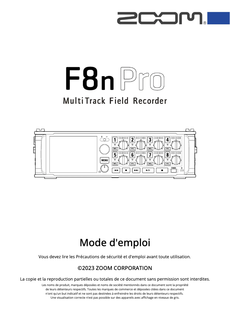 First page image of the manual for F8n Pro
