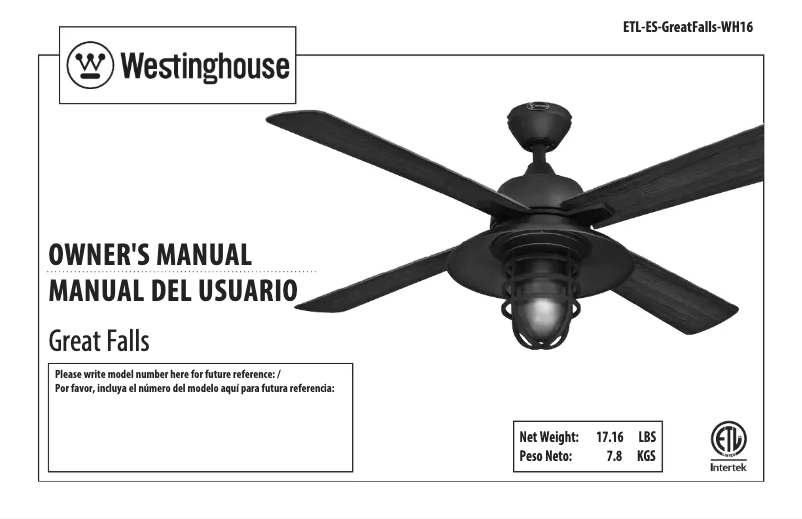 Page 1 of the manual User Manual Westinghouse Great Falls