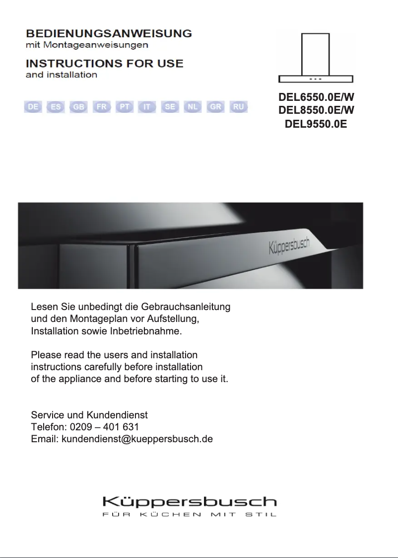 Page 1 of the manual User Manual Küppersbusch DEL6550.0W