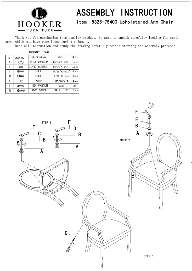 Page 1 of the manual User Manual Hooker 5325-75400