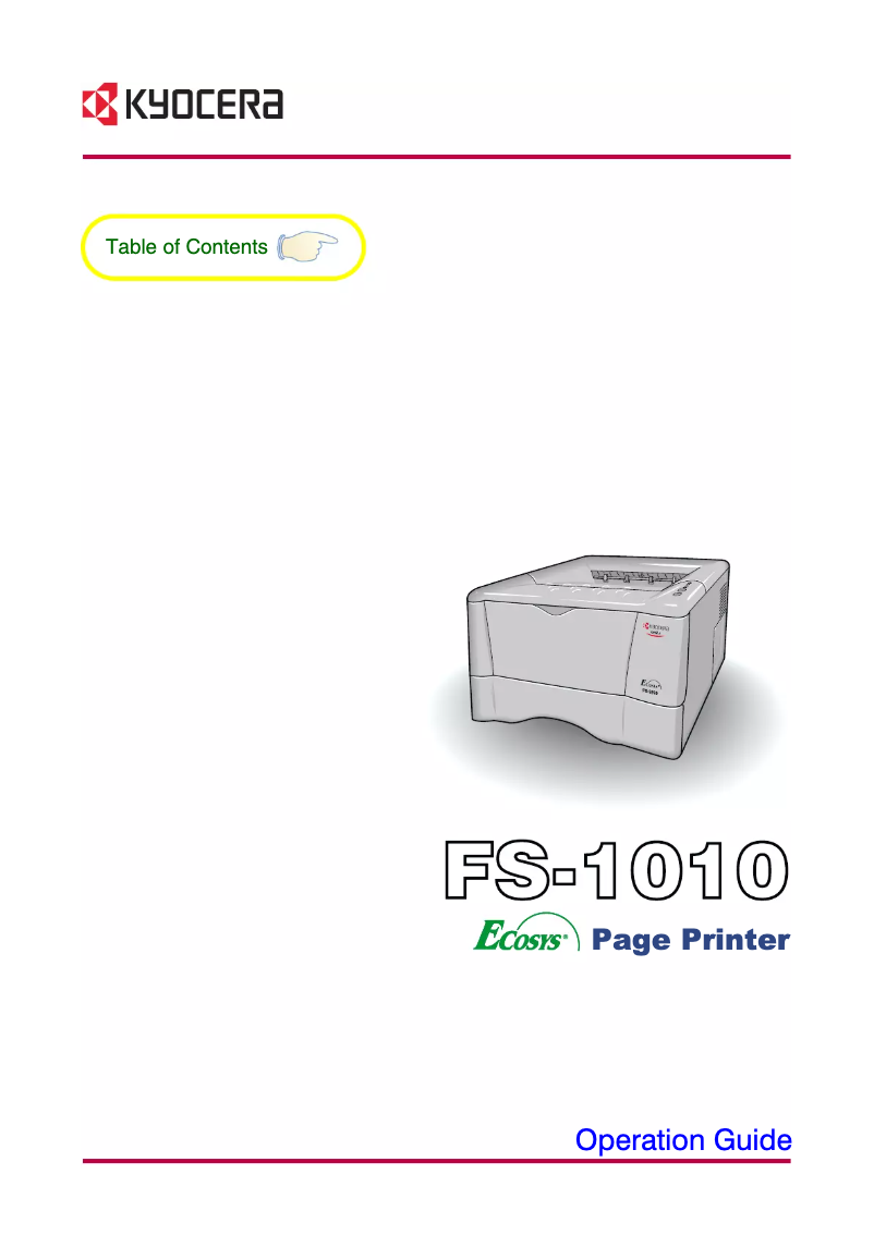 Page 1 of the manual User Manual Kyocera FS-1010