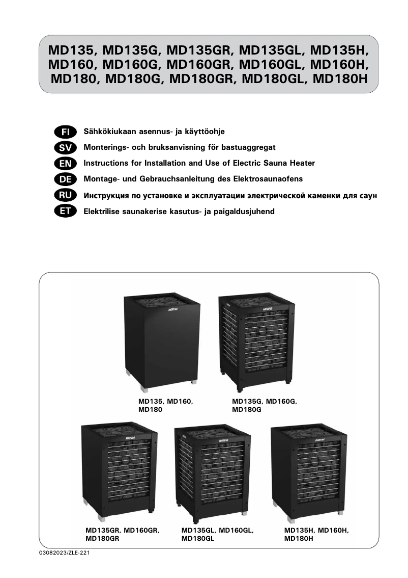 Page 1 of the manual User Manual Harvia Modulo MD180G HMD1804G