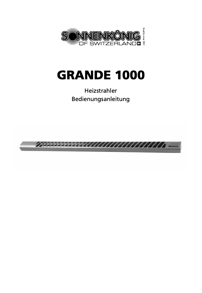 Page 1 of the manual User Manual Sonnenkönig Grande 1000
