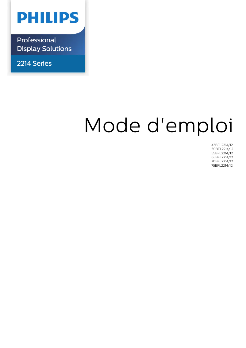 First page image of the manual for 43BFL2214