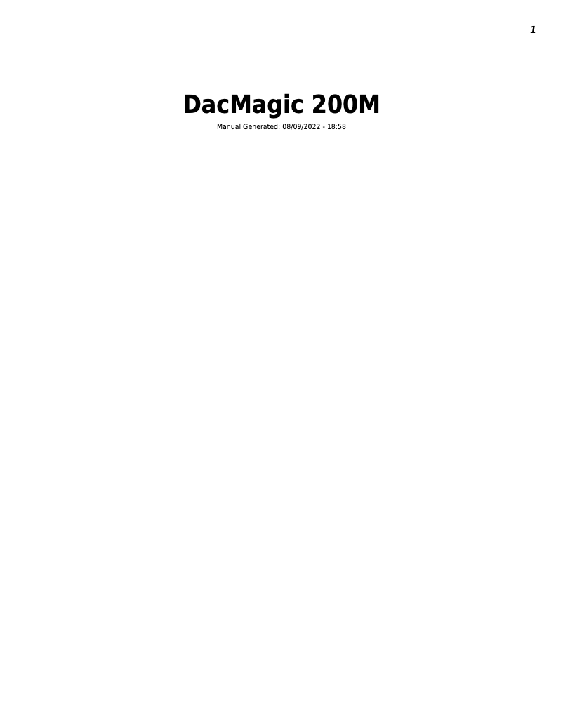 First page image of the manual for DacMagic 200M