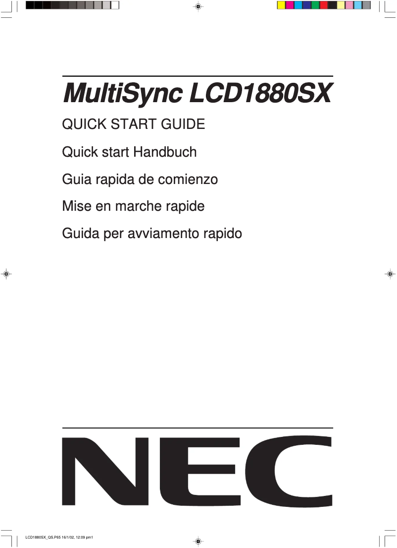 Page 1 of the manual User Manual NEC MultiSync LCD1880SX