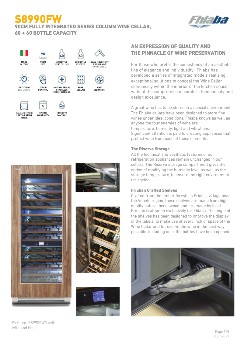 Page 1 of the manual Technical Sheet Fhiaba S8990FW3A