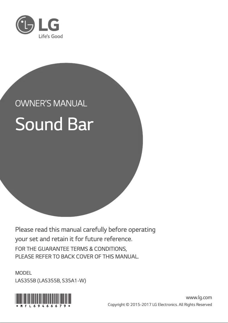 Page 1 of the manual User Manual LG LAS355B