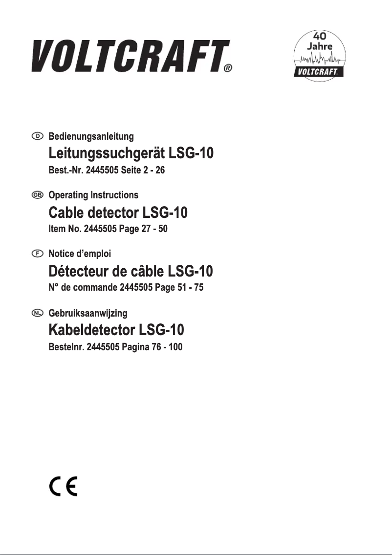 Page 1 of the manual User Manual Voltcraft LSG-10 SE