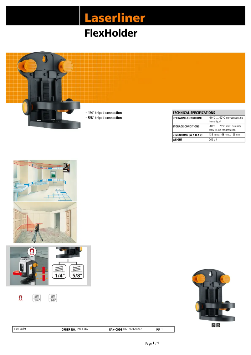 Page 1 of the manual Technical Sheet Laserliner FlexHolder