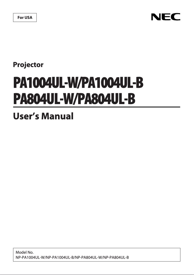 First page image of the manual for PA1004UL