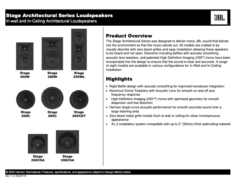 First page image of the manual for Stage 250WL