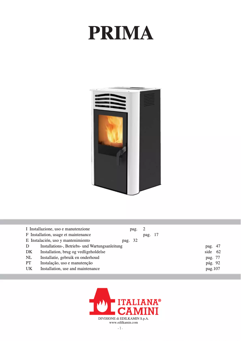 First page image of the manual for PRIMA