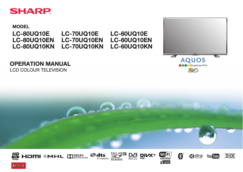 Page 1 of the manual User Manual Sharp LC-80UQ10E