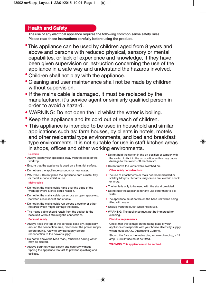 Page 1 de la notice Manuel utilisateur Morphy Richards Accents 102602