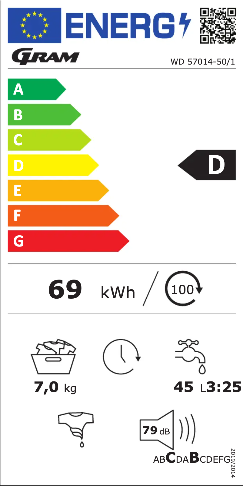 Page 1 of the manual Energy Label Gram WD 57014-50/1