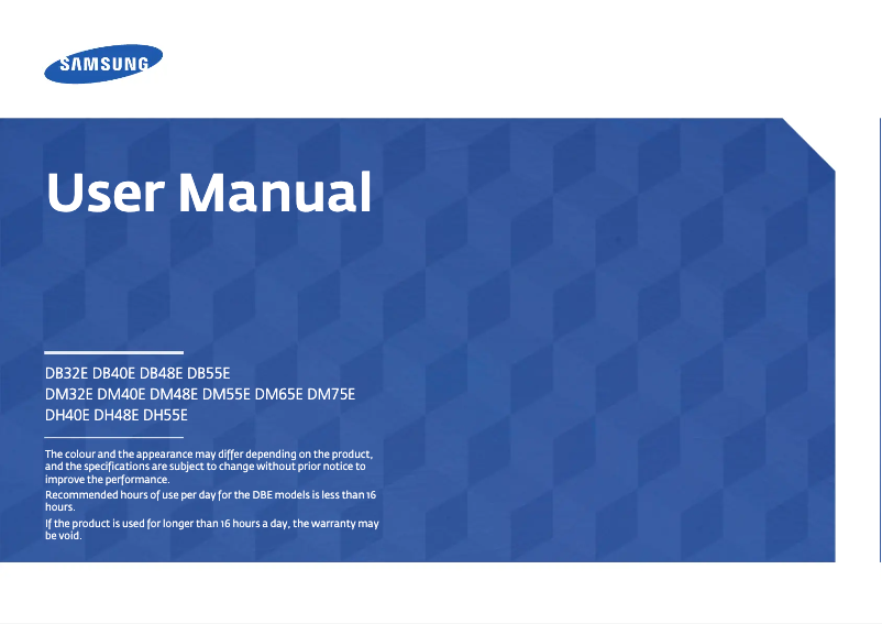 First page image of the manual for LH55DMEPLGC