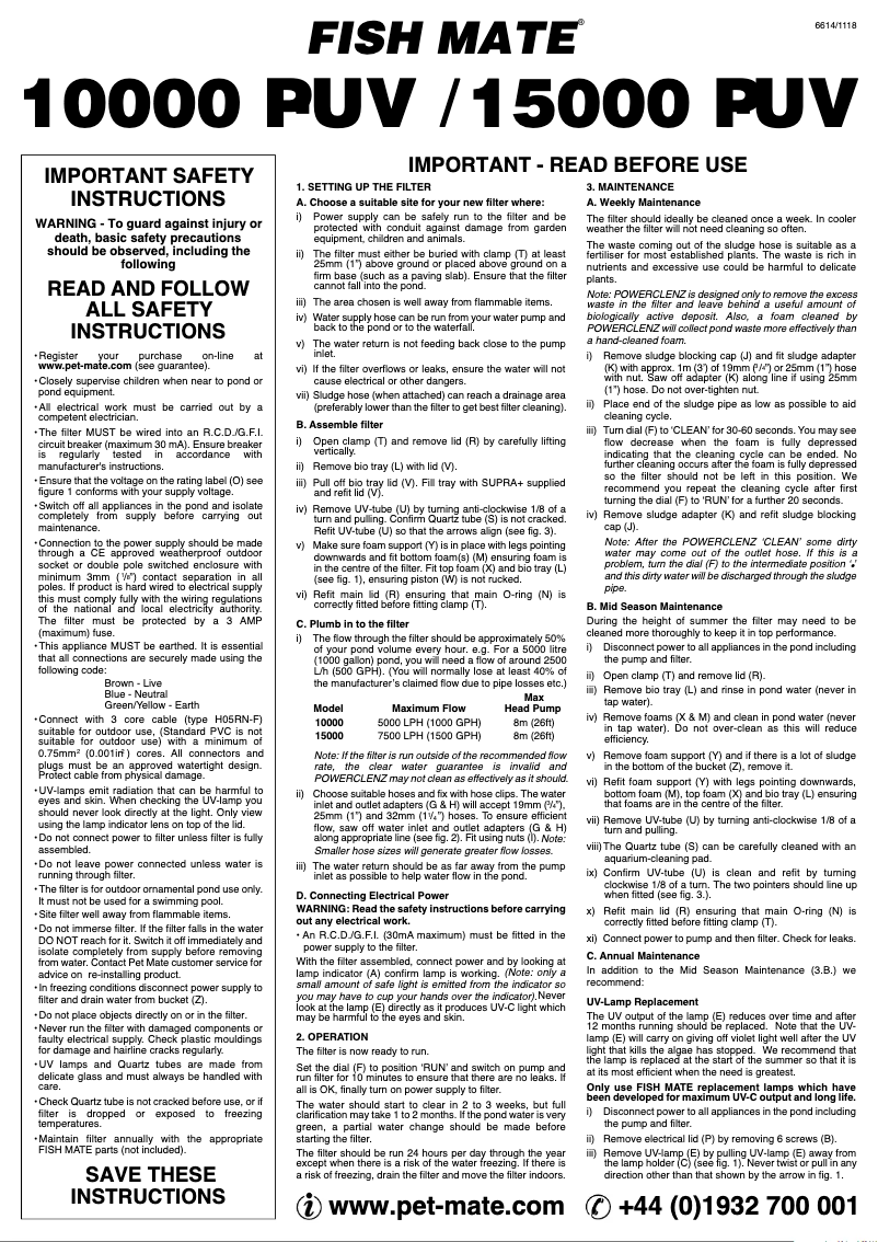 Page 1 of the manual User Manual Closer Pets Fish Mate 266