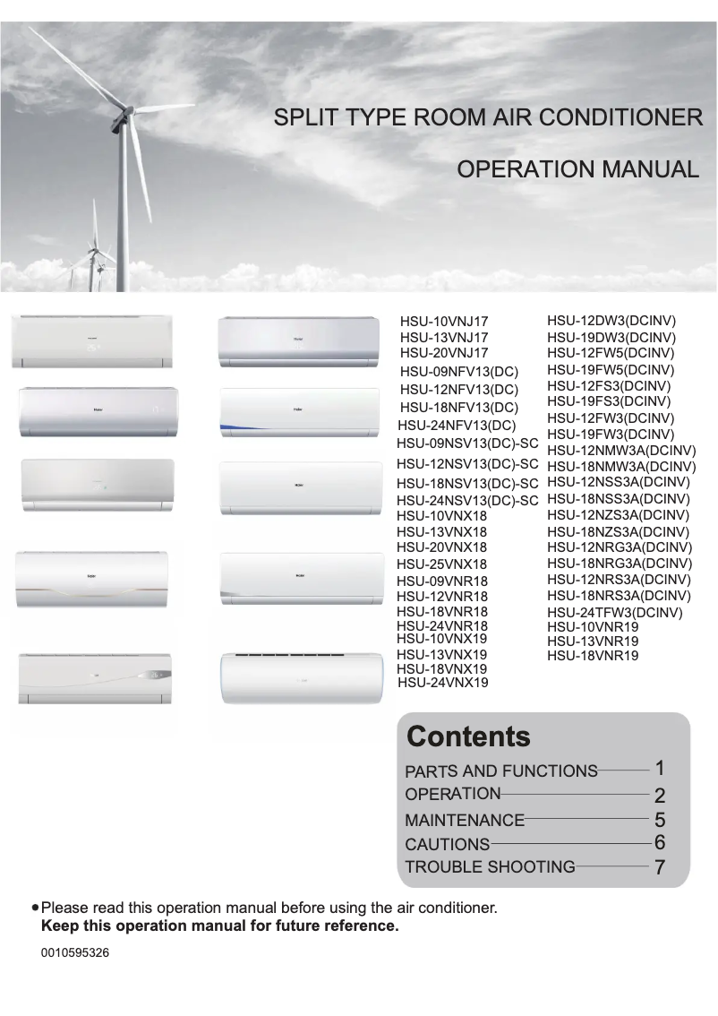 Page 1 of the manual User Manual Haier HSU-18VNR18