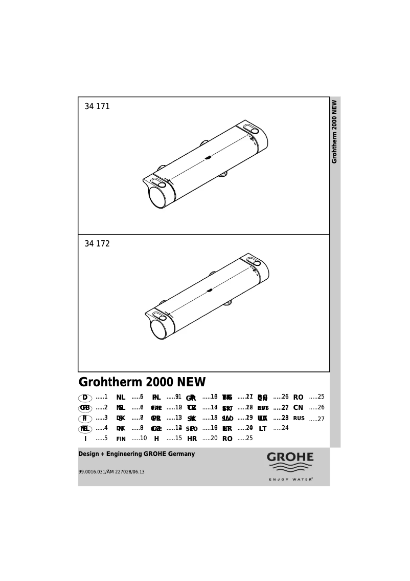 First page image of the manual for Grohtherm 2000 NEW