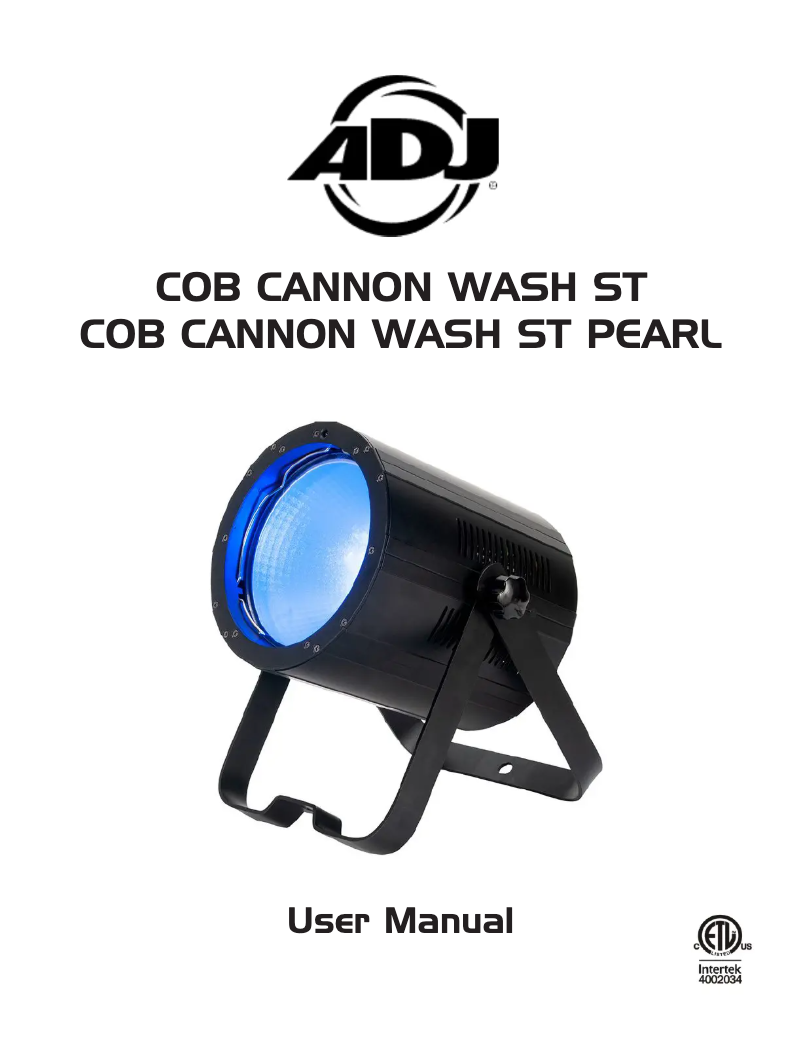 First page image of the manual for COB Cannon Wash ST