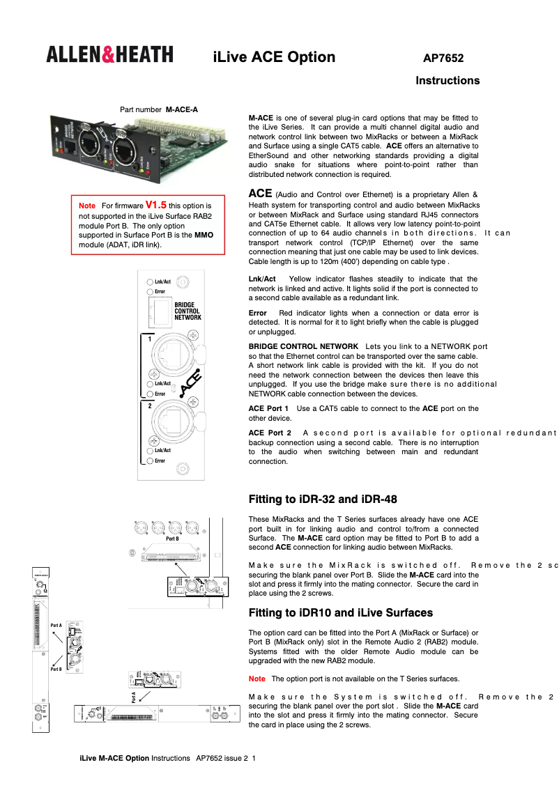 Image de la première page du manuel de l'appareil iLive ACE