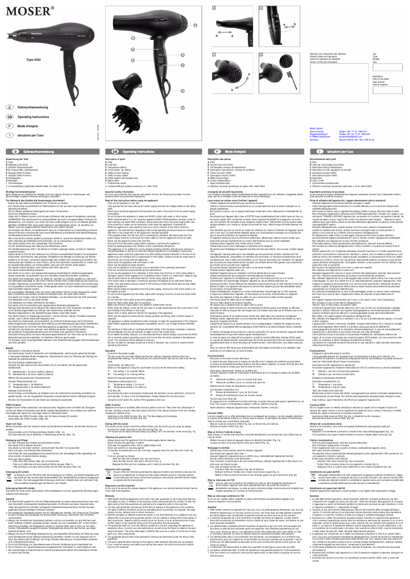 First page image of the manual for 4320 PowerStyle Ionic