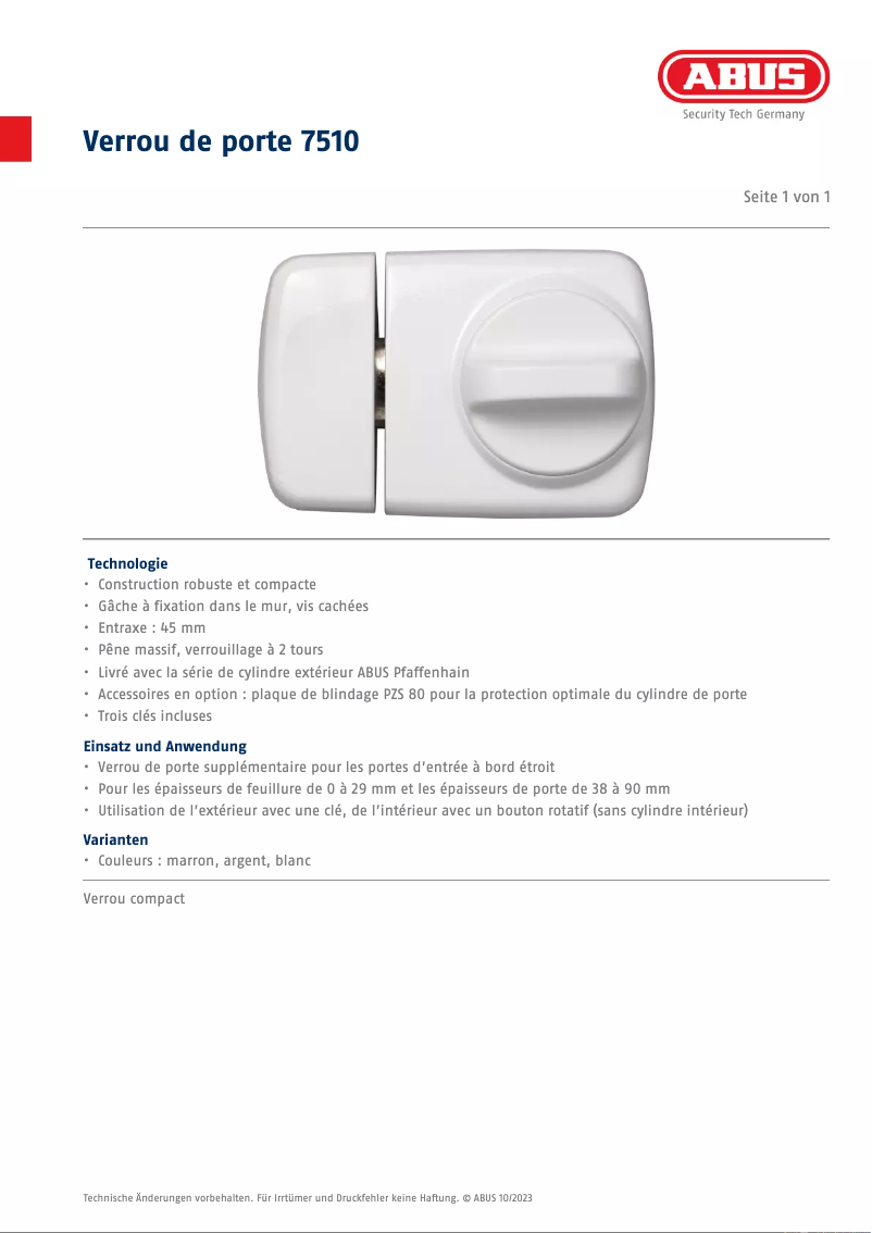 First page image of the manual for 7510