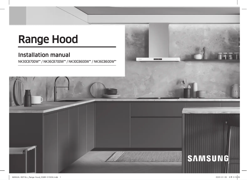 Page 1 of the manual Installation Guide Samsung NK36CB700WCG