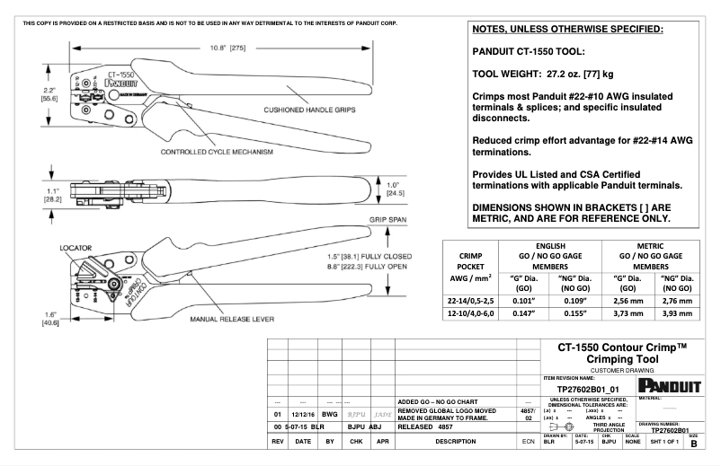 First page image of the manual for CT-1550