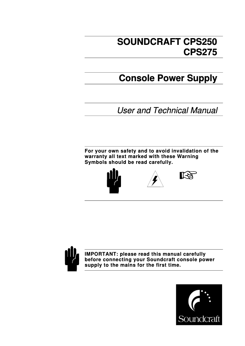 Page 1 of the manual User Manual Soundcraft Series 15