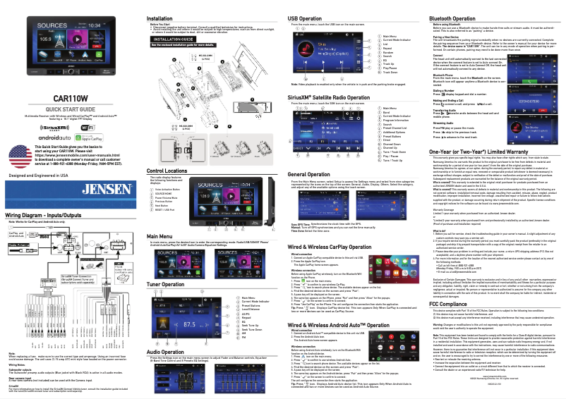 First page image of the manual for CAR110W